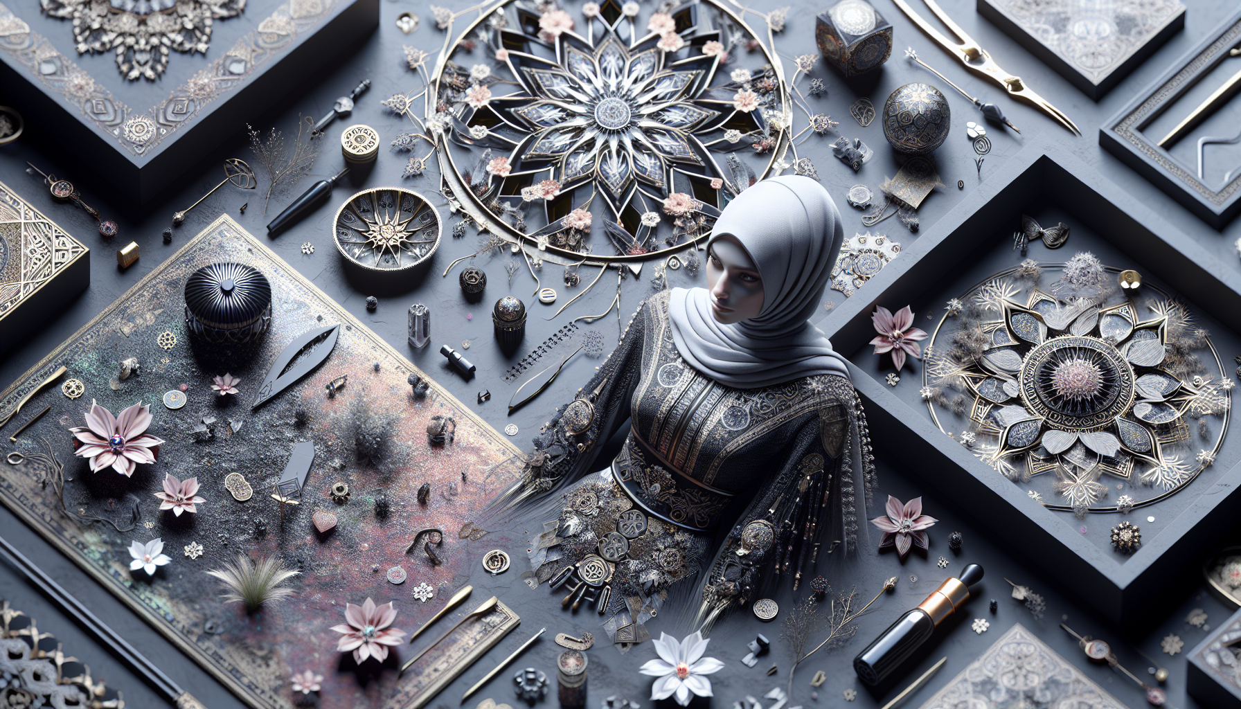 A woman in a red lace lingerie set holds a heart-shaped card, preparing to ask someone to be her valentine.