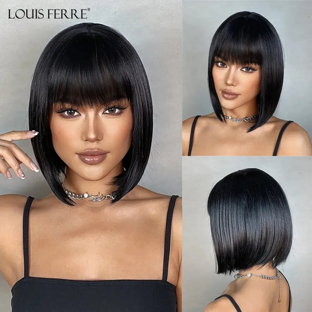 Blue Colored Wig - Black