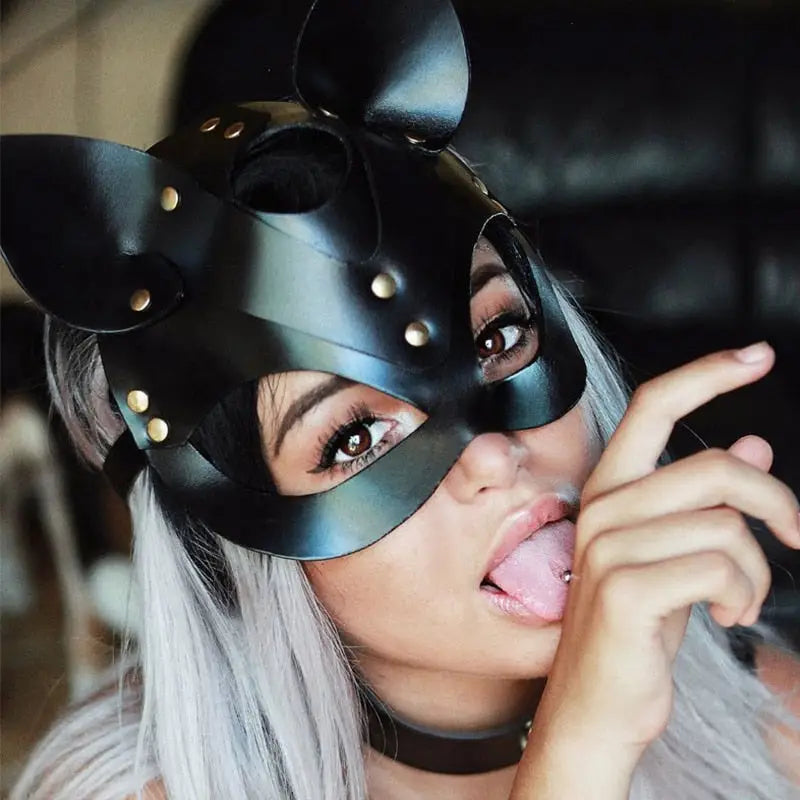 Leather Cat Mask