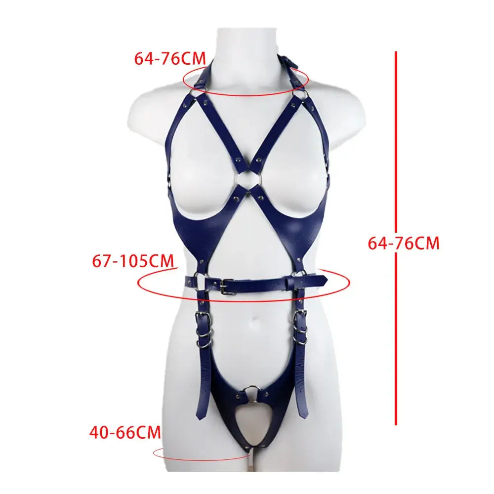PU Leather Erotic Lingerie Sexy Garter Intimate Women’s Harness Bra Gothic Clothes Halter Underwear Rave Fetish