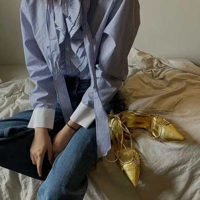 Sexy Gold Strap Shoes