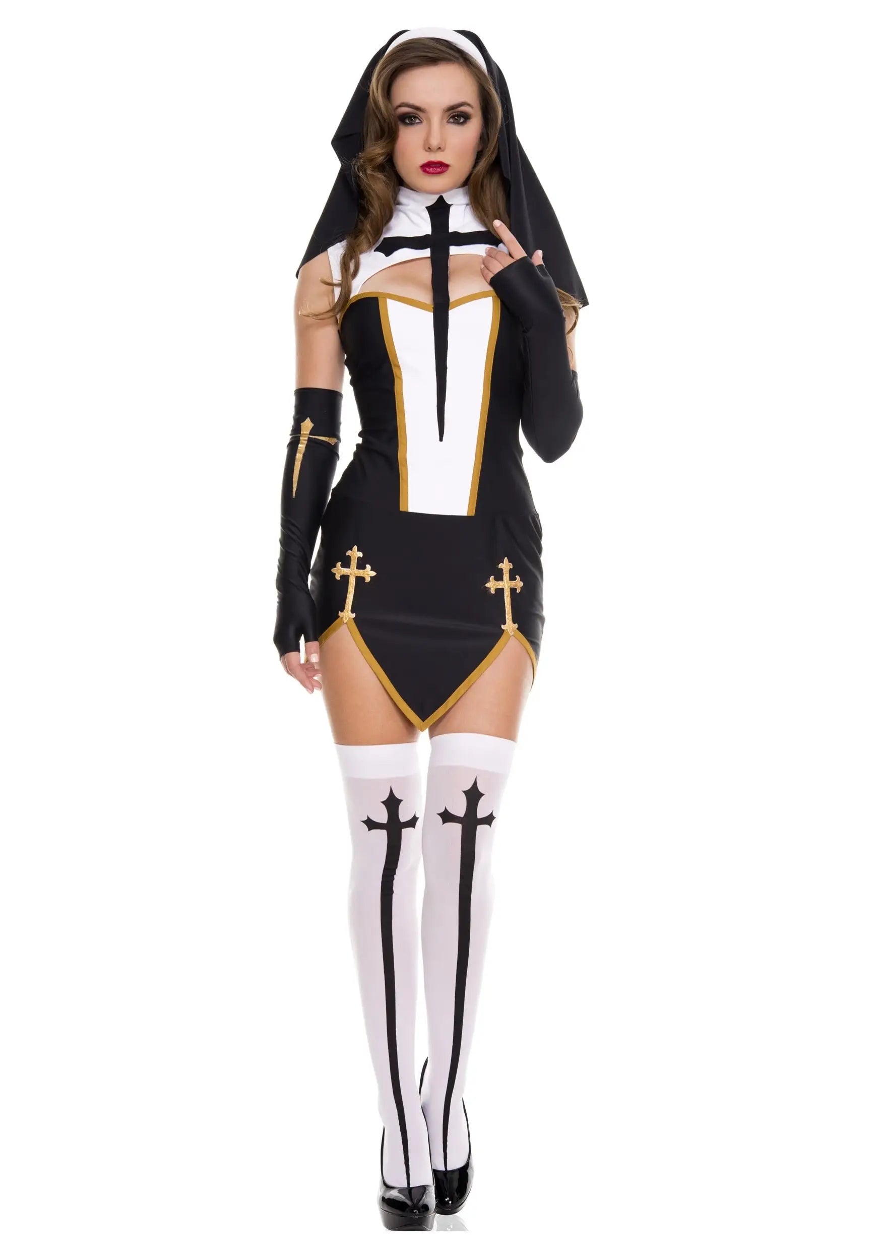 Sexy Priest Costume - Black / S