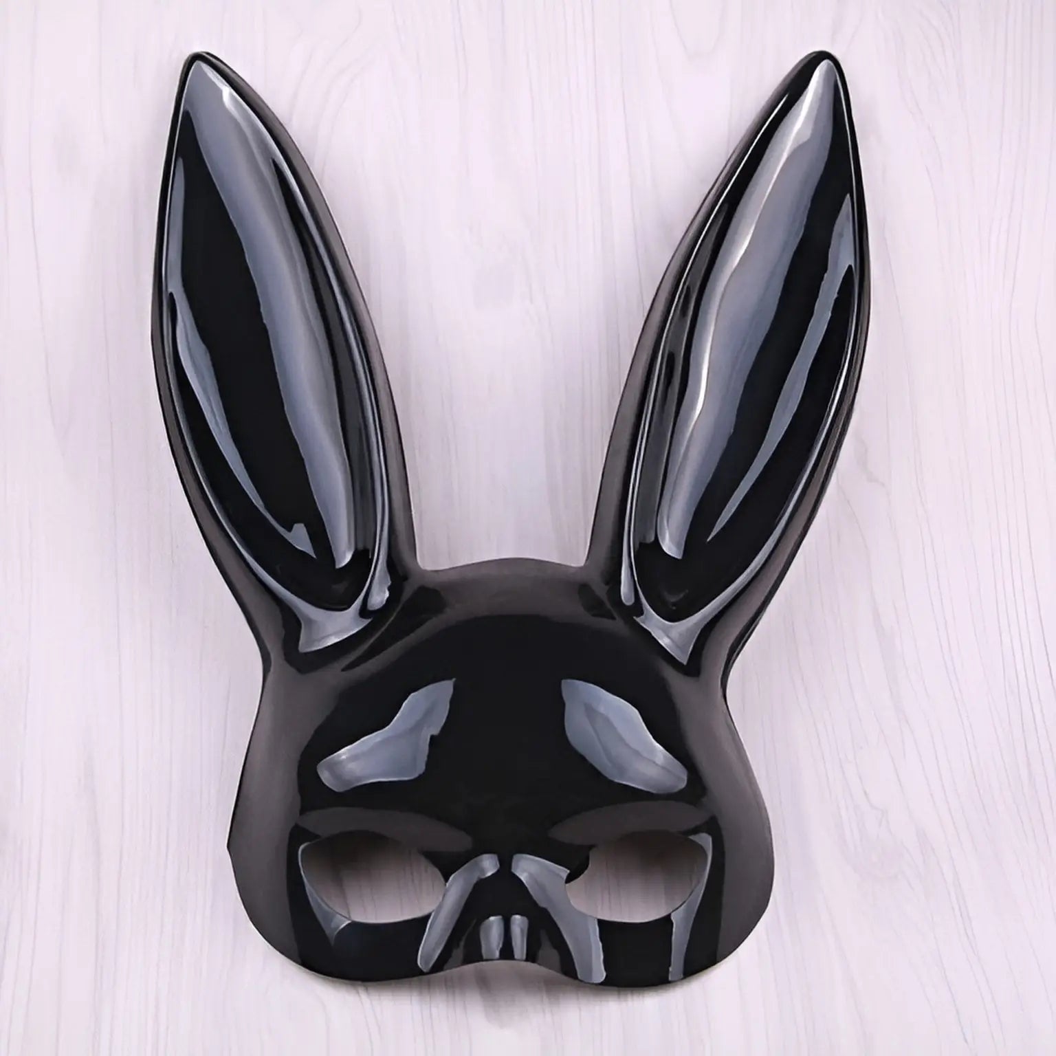 Black Bunny Mask - Bright Black