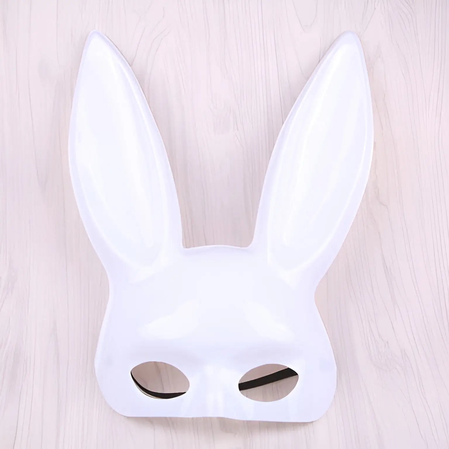 Black Bunny Mask - Bright White