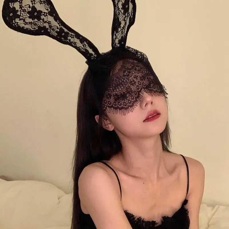 Bunny Mask - Black / One Size