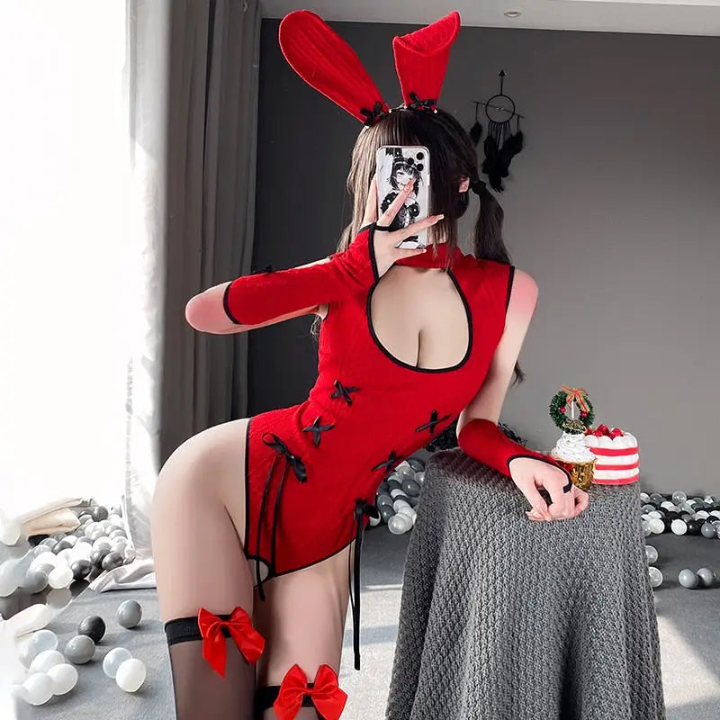 Bunny Suit Cosplay - Red / One Size