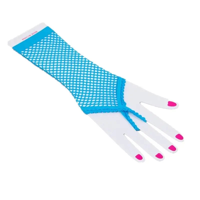 Costume Fingerless Gloves - Sky Blue / 26 cm