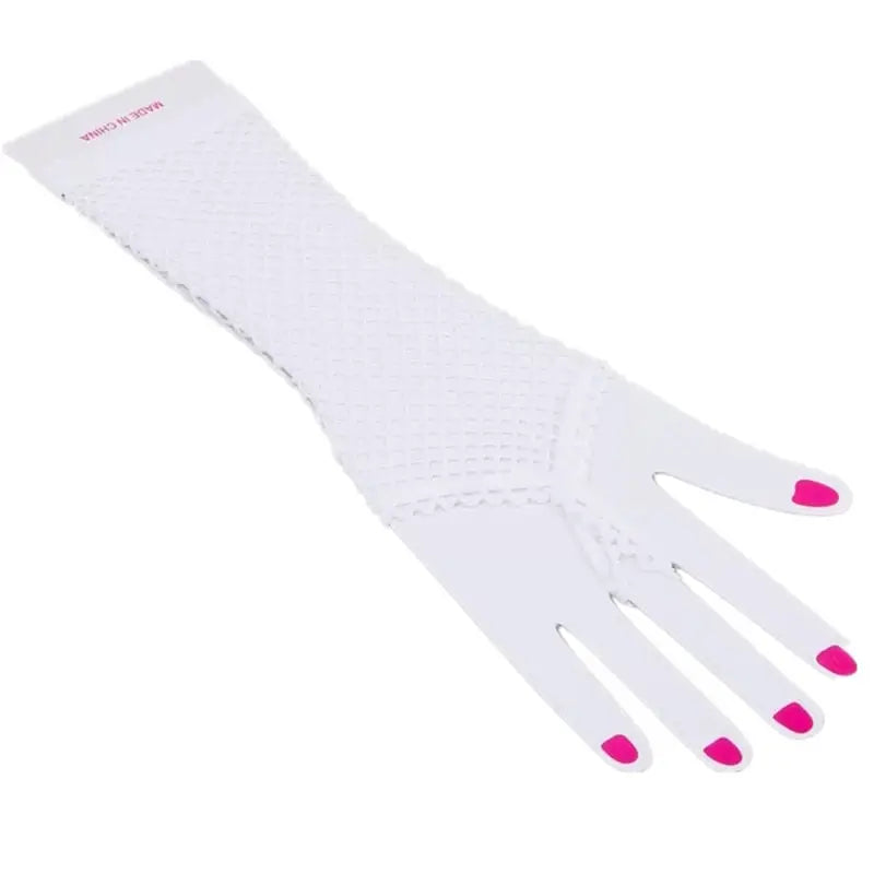 Costume Fingerless Gloves - White / 26 cm