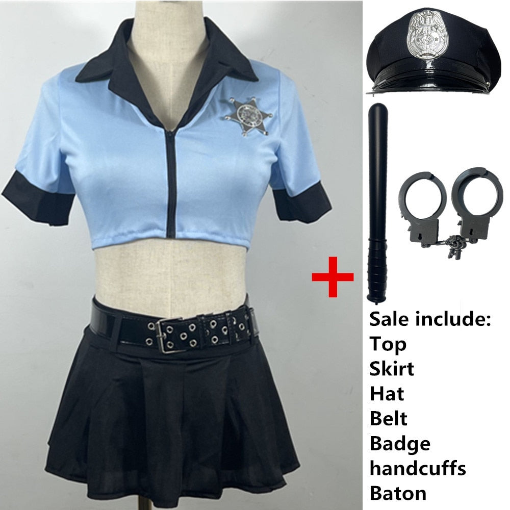 Female Cop Costume - Blue / S