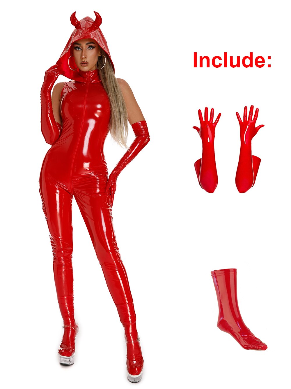 Female Devil Costume - Red Full Set / M