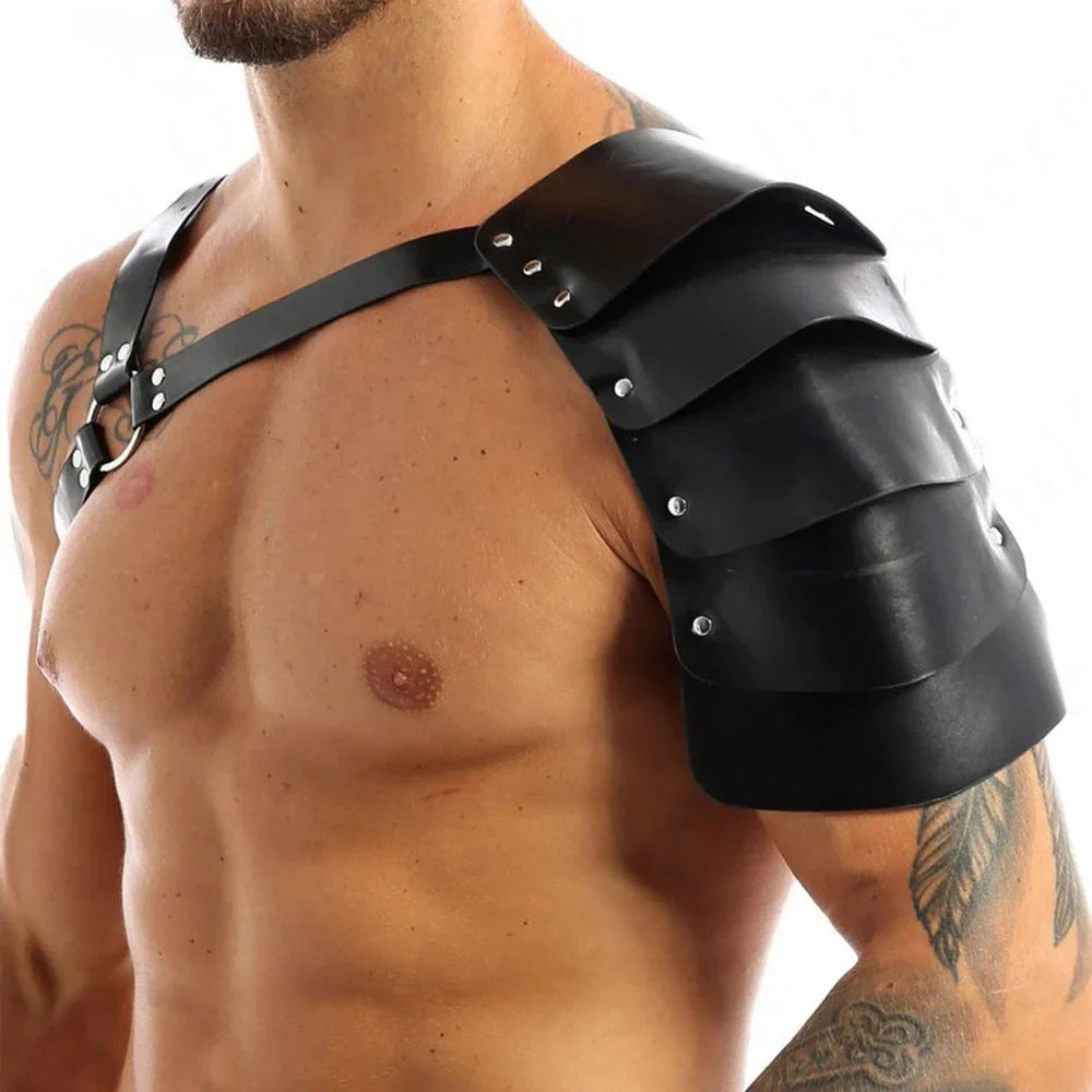 Gay Mens Sexy Lingerie Faux Harness Leather Adjustable Armor Body Chest Harness Bondage Male Exotic Sex Costume