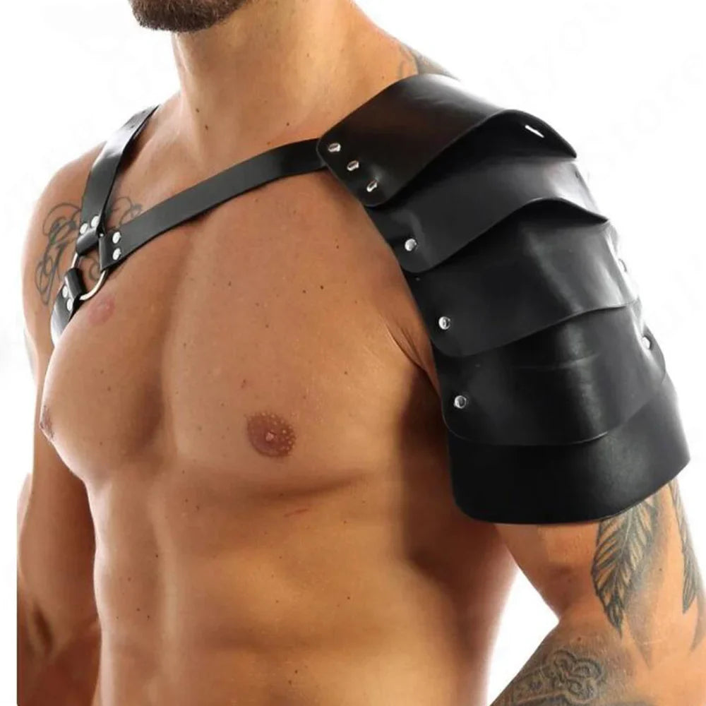 Gay Mens Sexy Lingerie Faux Harness Leather Adjustable Armor Body Chest Harness Bondage Male Exotic Sex Costume