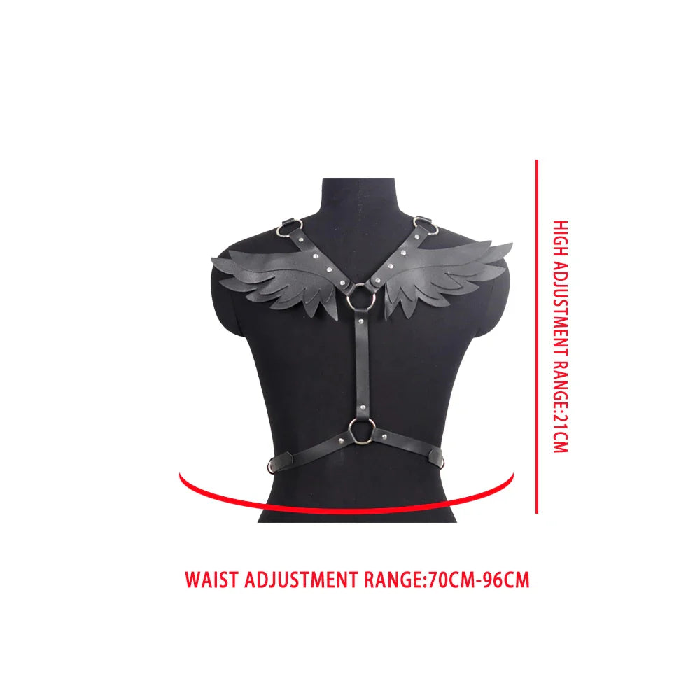 Girls Leather Wings Harness Fancy Underwear Sexy Women Straps Wedding Bridal Leagues Goth Top Body Bondage Equipment