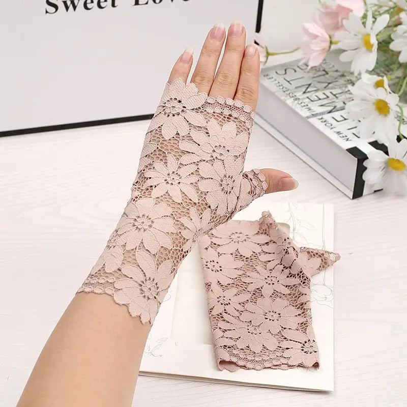 Lace Gloves For Women - Pink 19CM / One Size