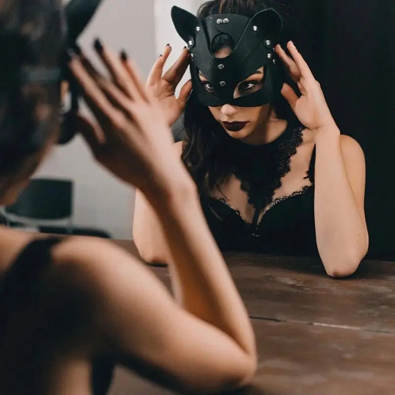 Leather Cat Mask