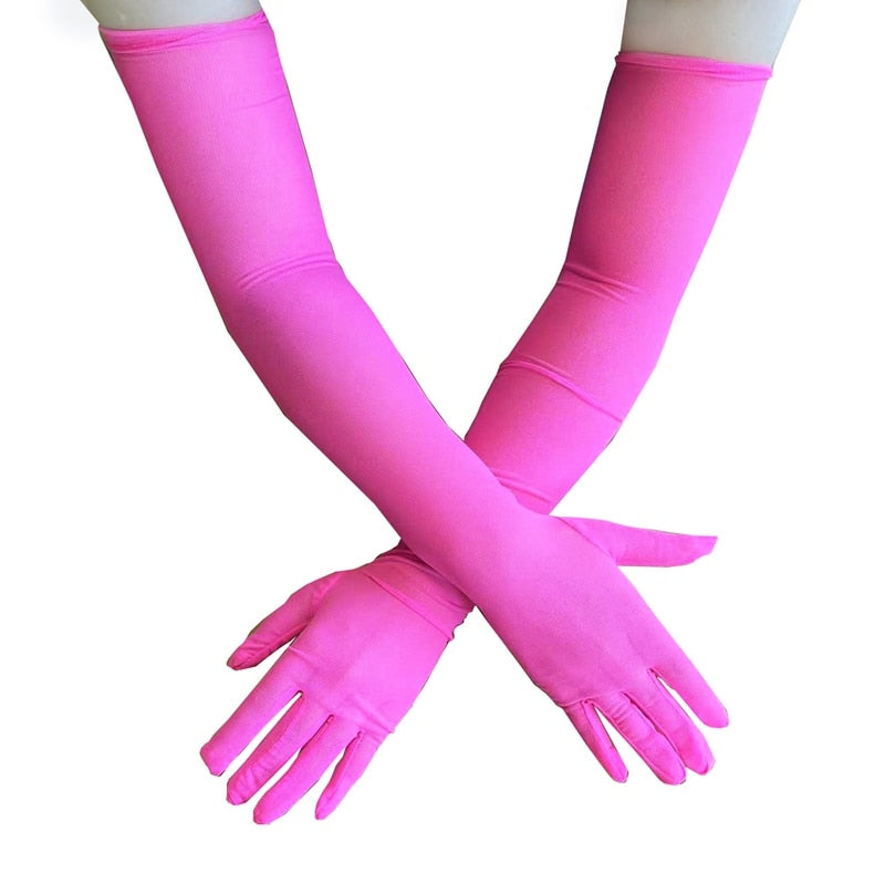 Long Sexy Gloves - Rose Red / One Size