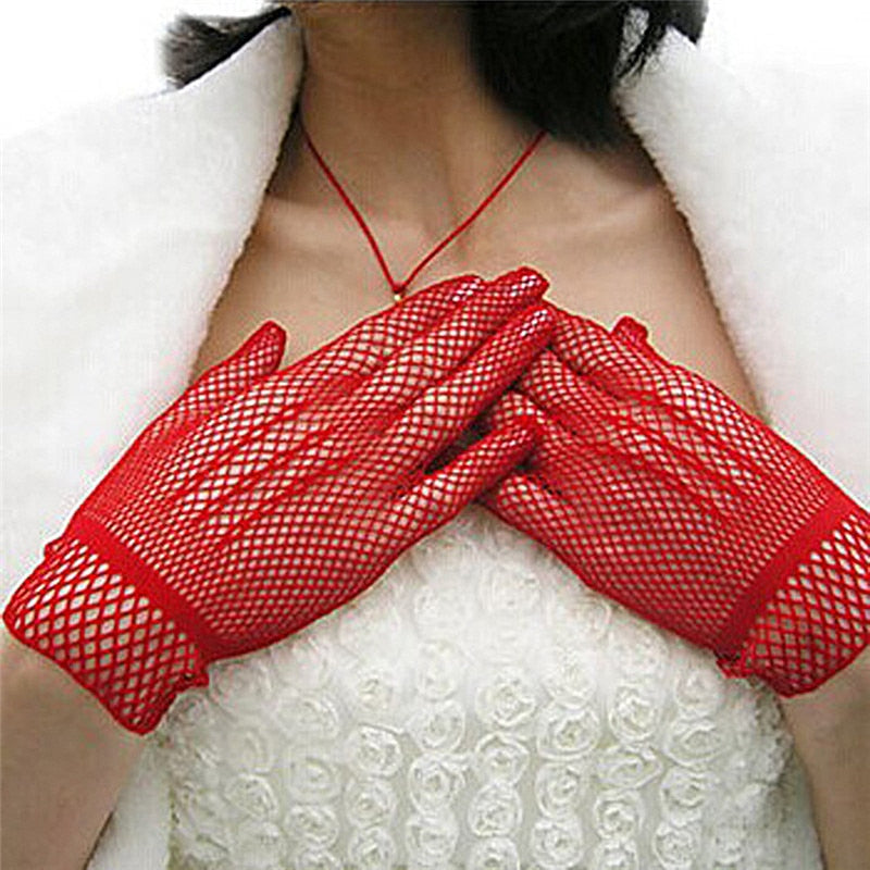 Mesh Sexy Gloves - Red