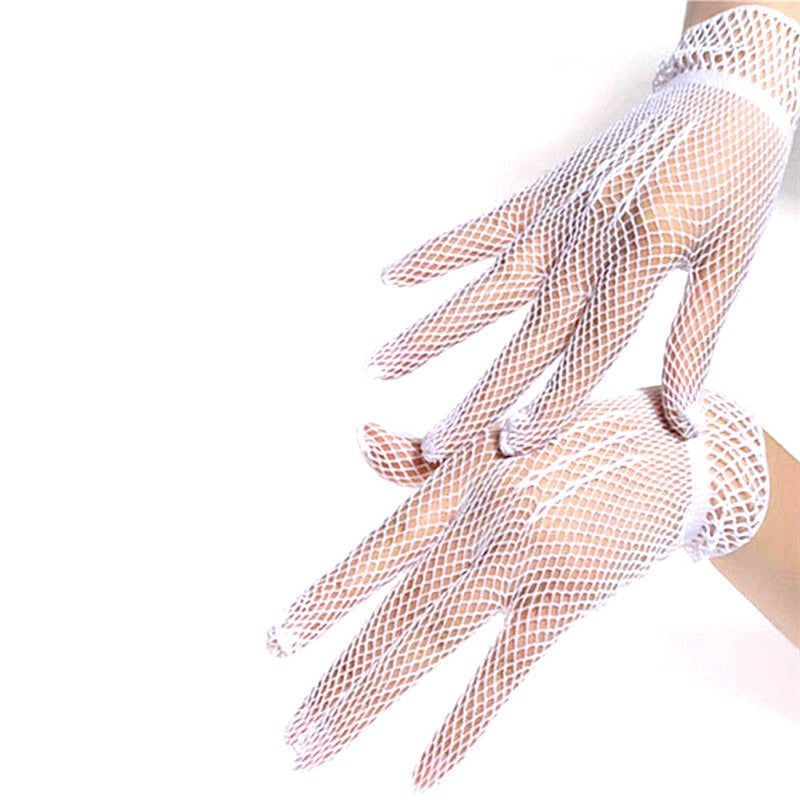 Mesh Sexy Gloves - White