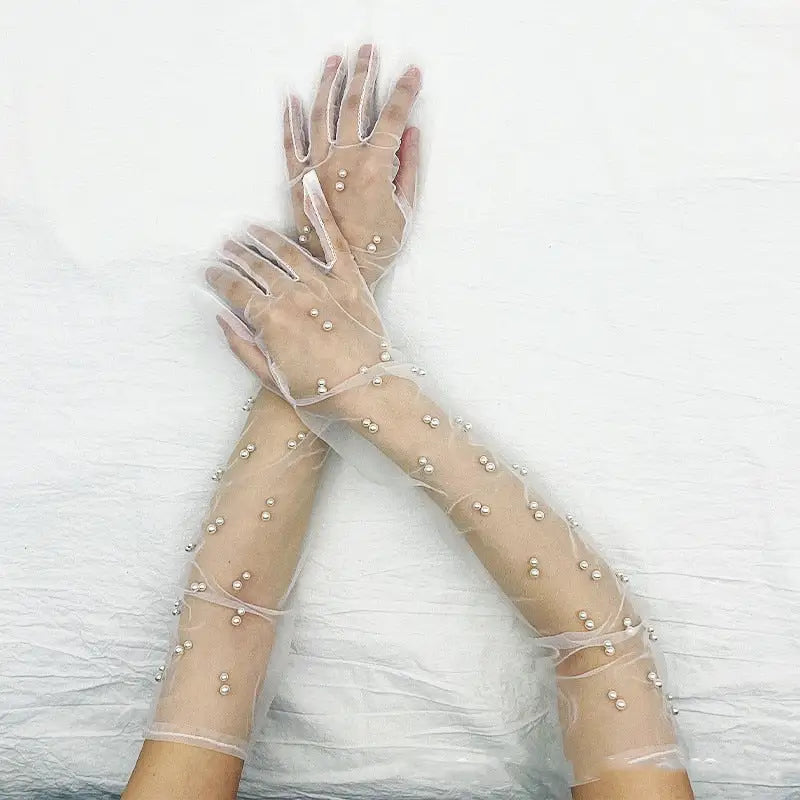 Pearl White Gloves - Full Fingers