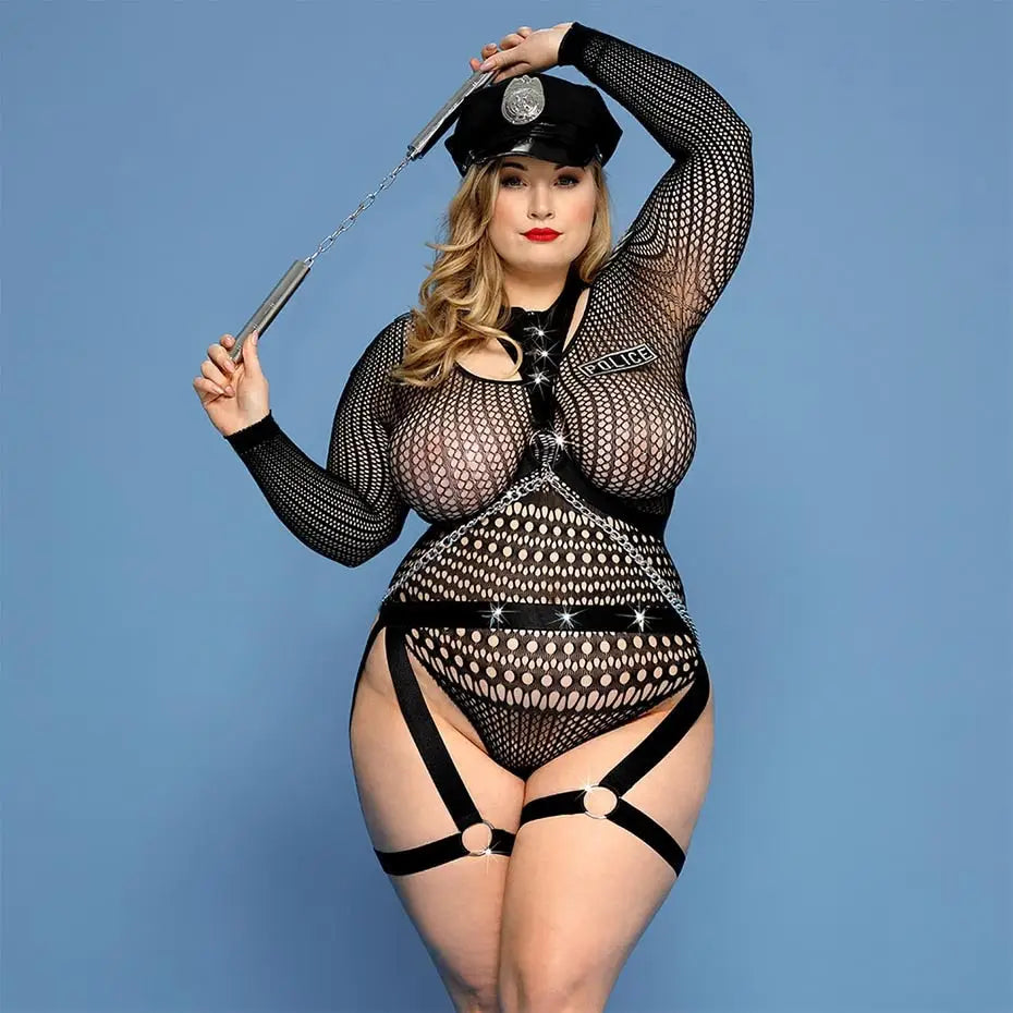 Plus Size Police Officer Costume - Mesh / XL-XXL