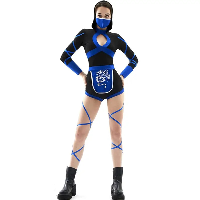 Sexy Blue Ninja Costume - Blue No weapons / S