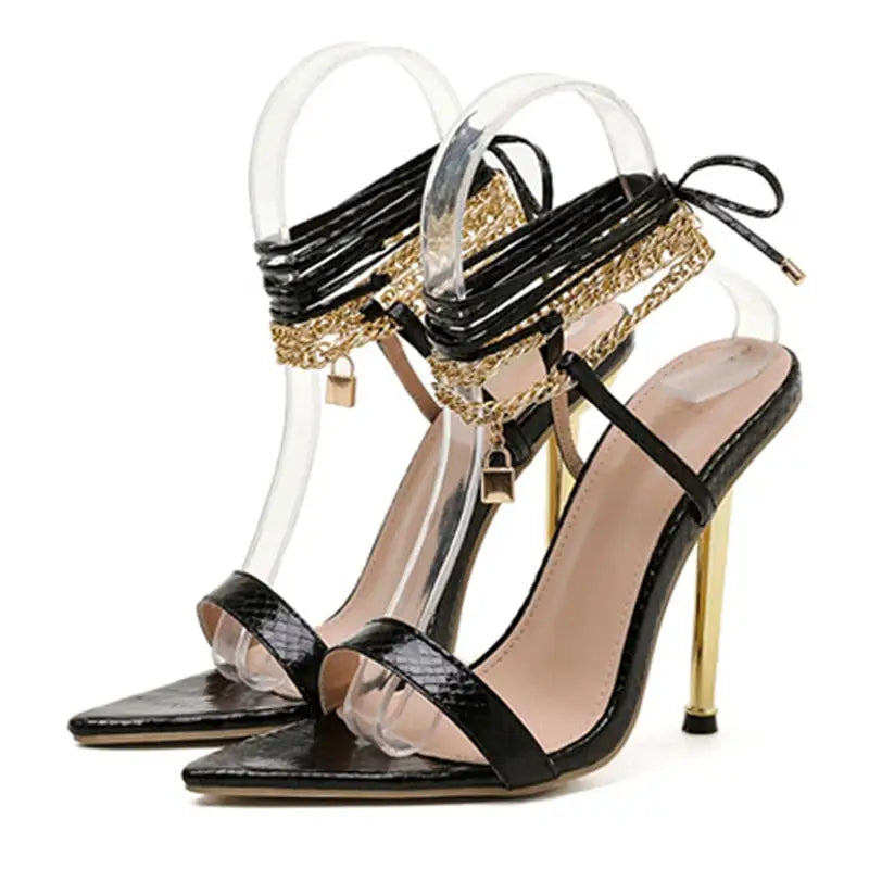 Sexy Chained Shoes - Black / 35