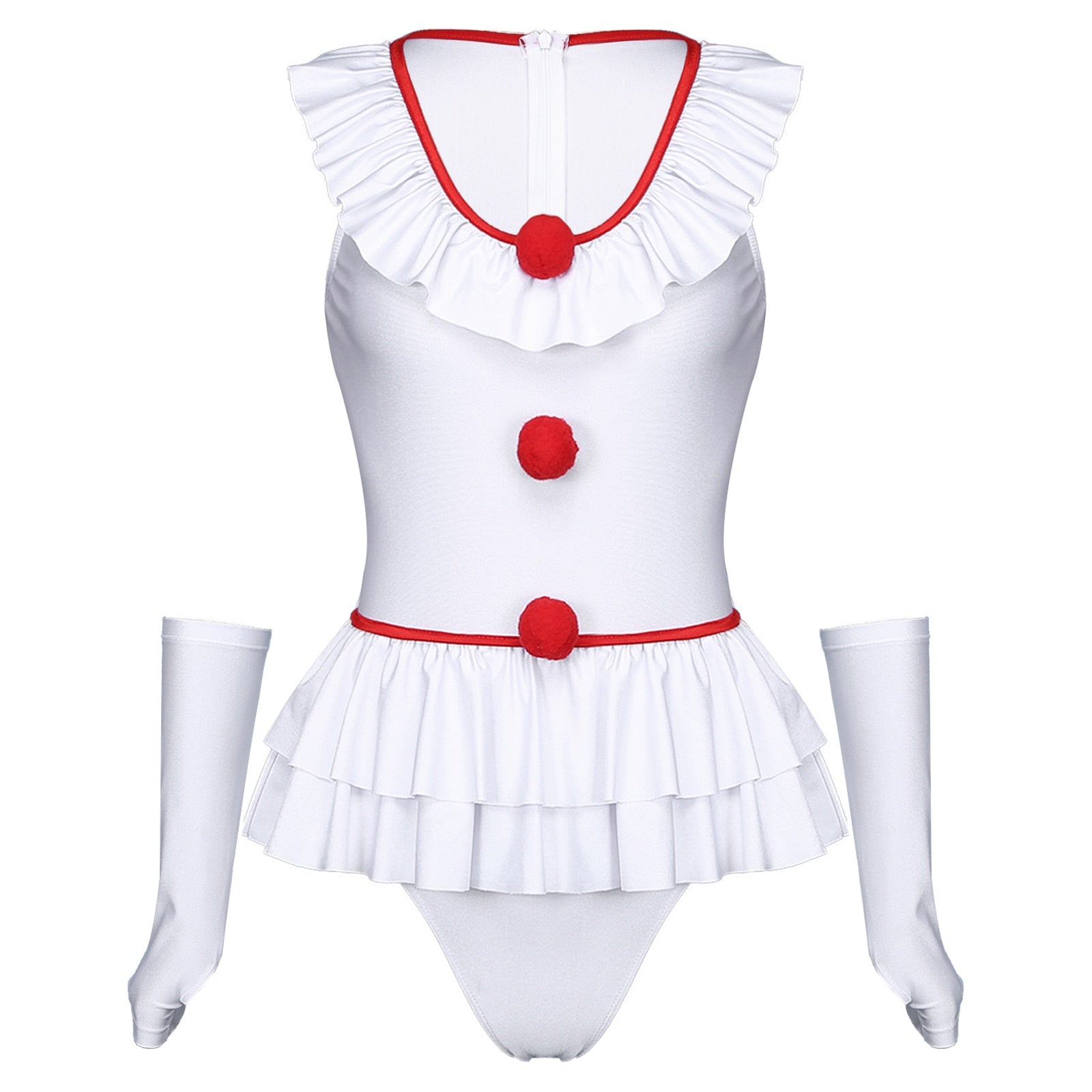 Sexy Clown Halloween Costume - White / S