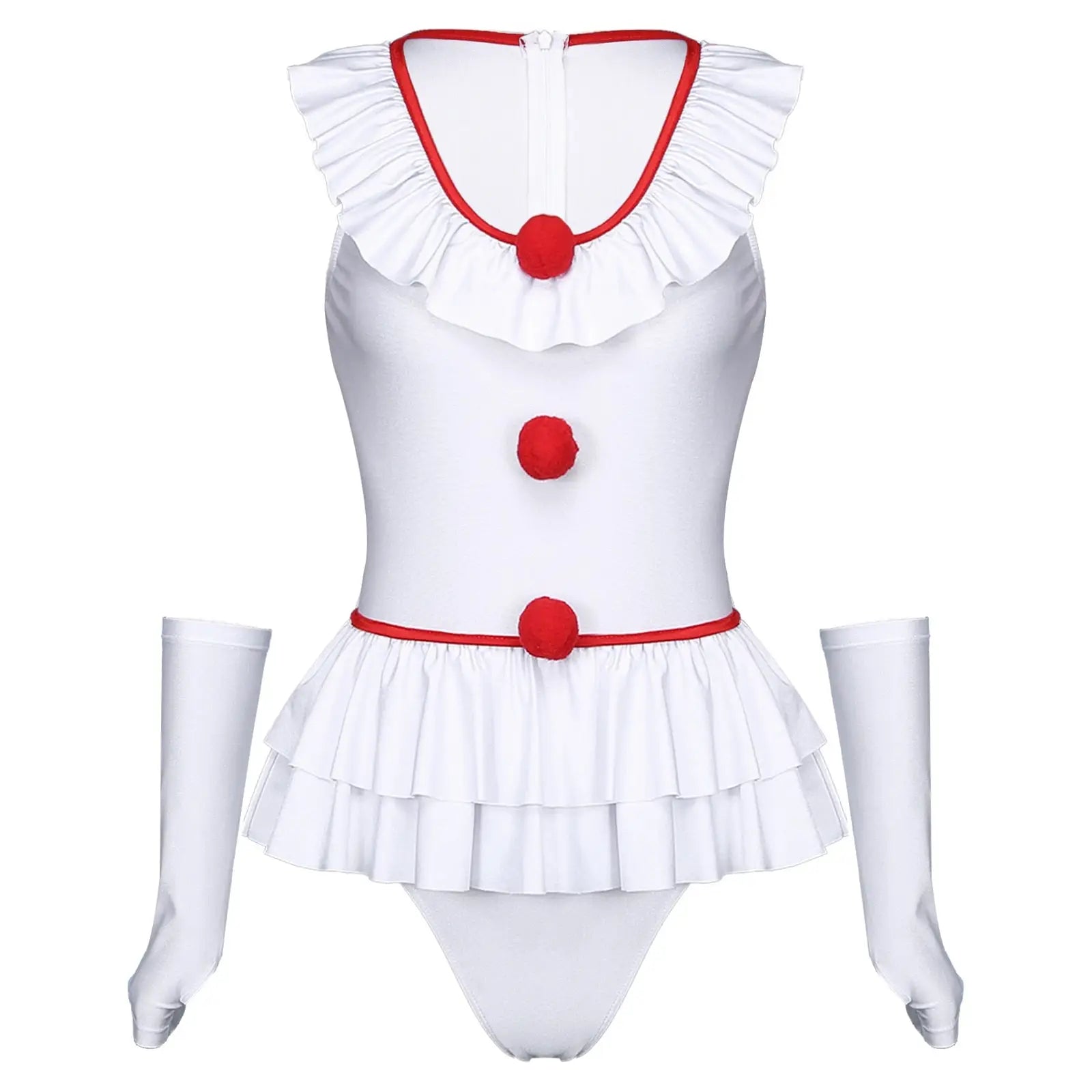 Sexy Clown Halloween Costume - White / S