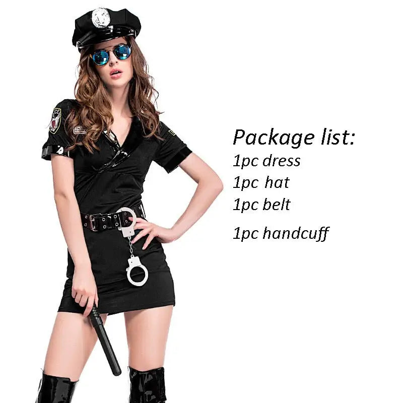 Sexy Cop Halloween Costume - Black / S