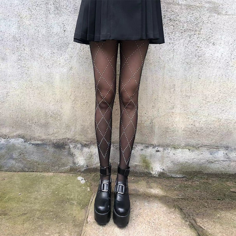 Sexy Diamond Stockings - Black