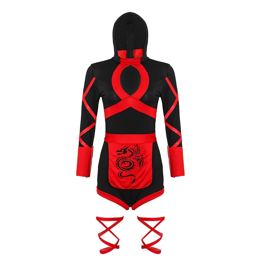 Sexy Dragon Ninja Costume - Red / S