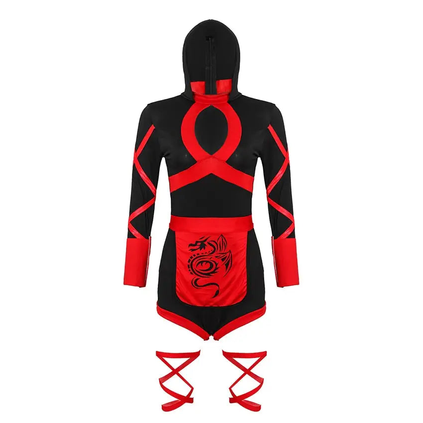 Sexy Dragon Ninja Costume - Red / S