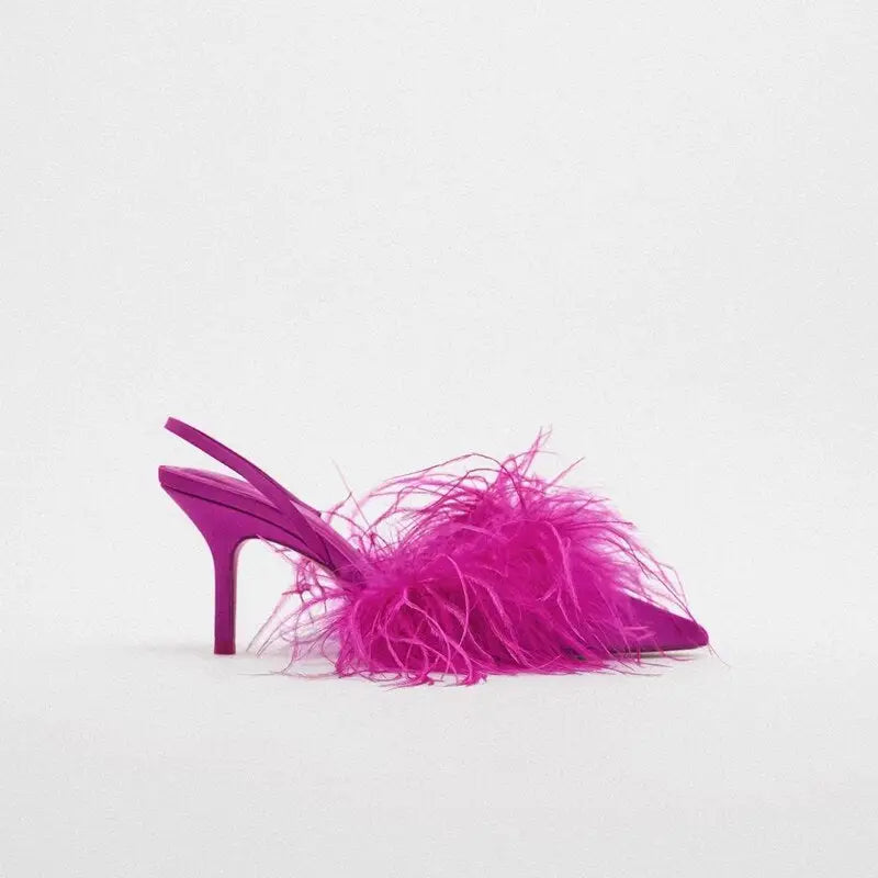 Sexy Feather Pink Shoes