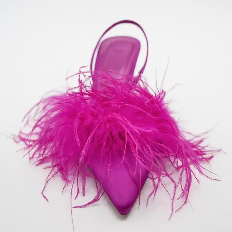 Sexy Feather Pink Shoes