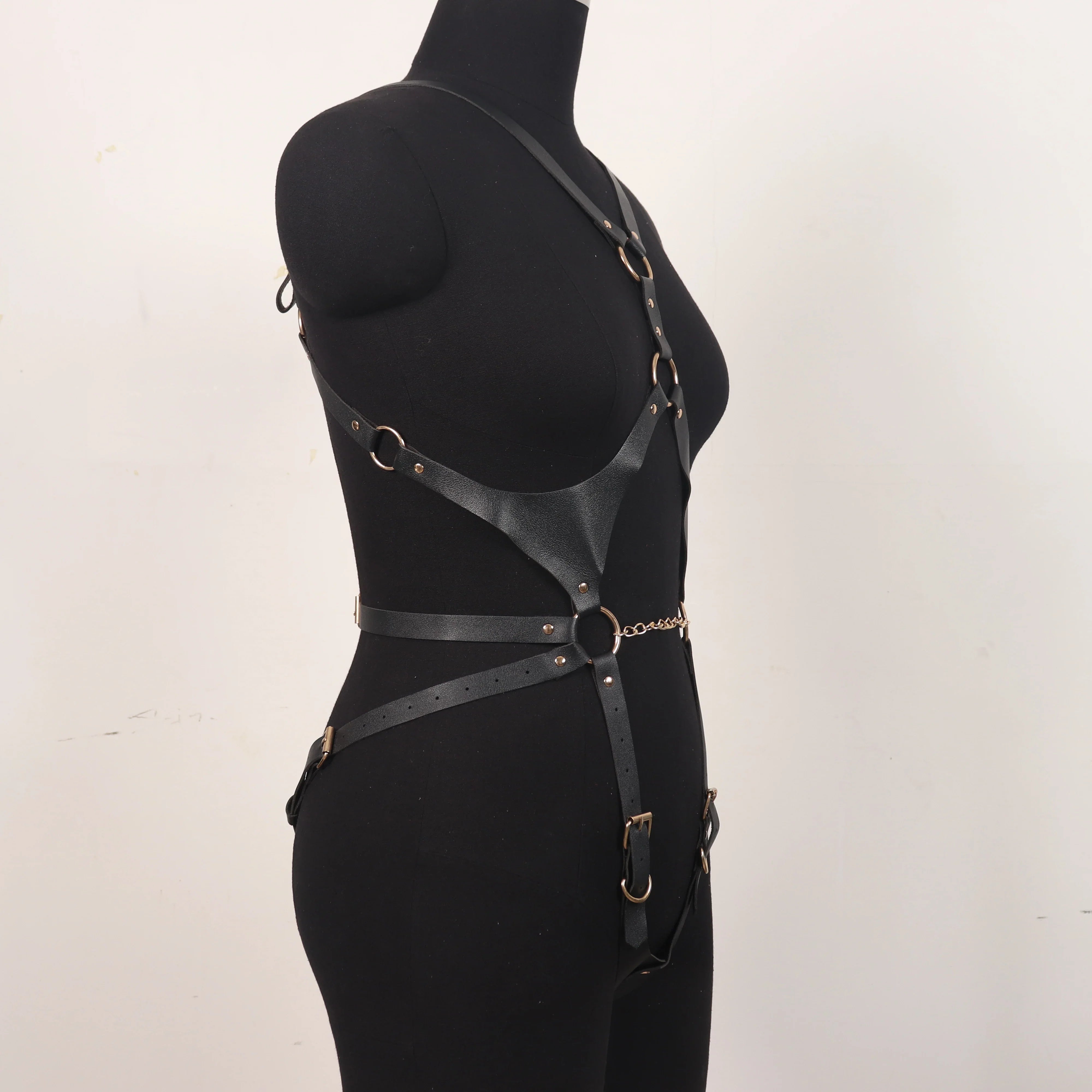 Sexy Harness Handmade Chains Pu Leather Garter Woman Fashion Belts Goth Punk Body Bondage Festival Rave Clothing