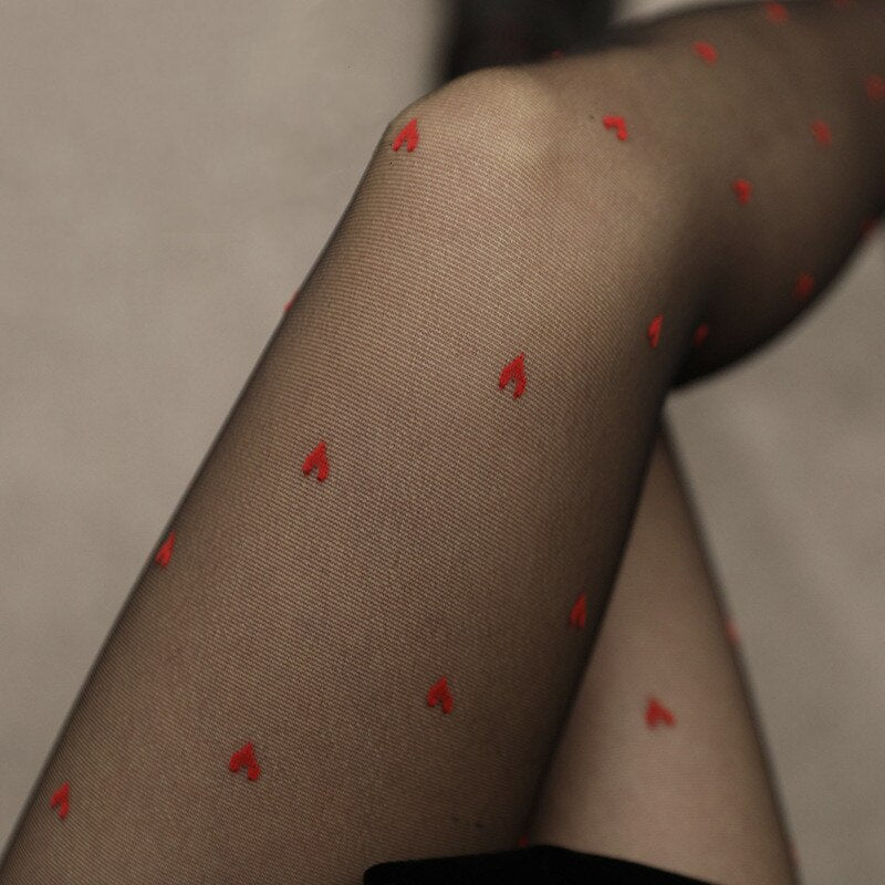 Sexy Heart Print Stockings