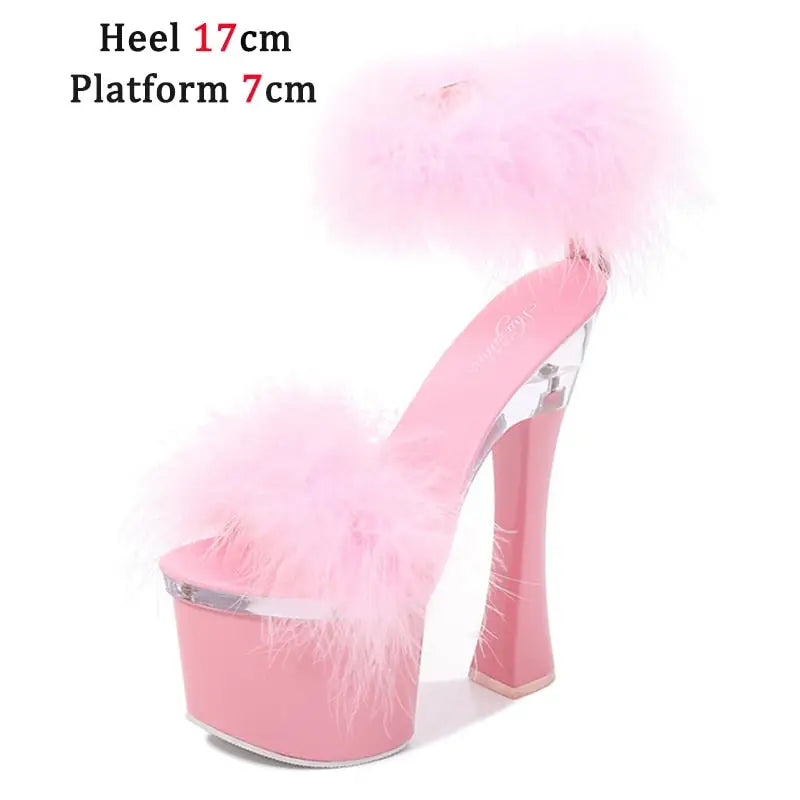 Sexy Pole Dancing Shoes - Pink 17cm / 34