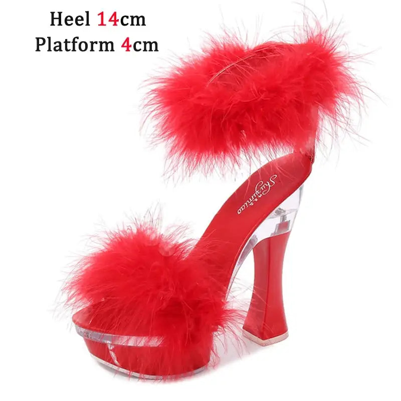 Sexy Pole Dancing Shoes - Red 14cm / 34