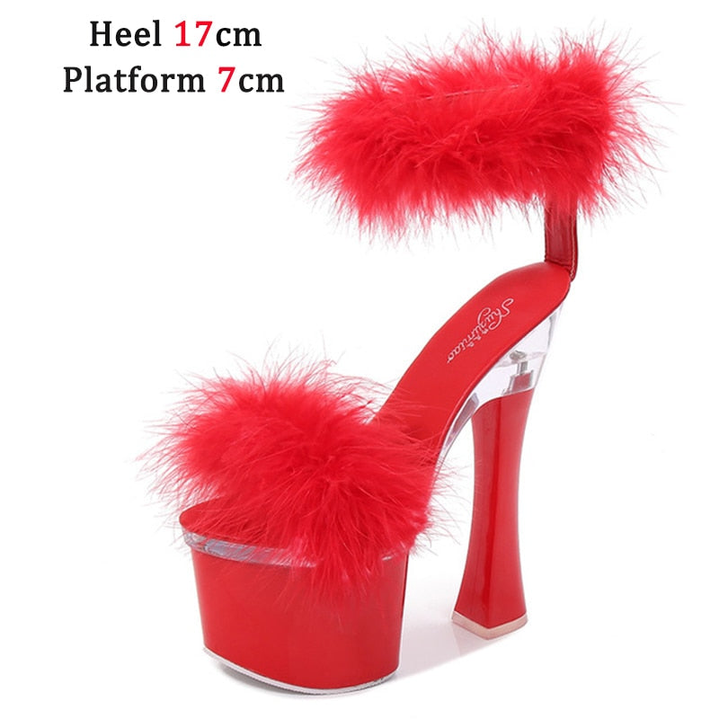 Sexy Pole Dancing Shoes - Red 17cm / 34