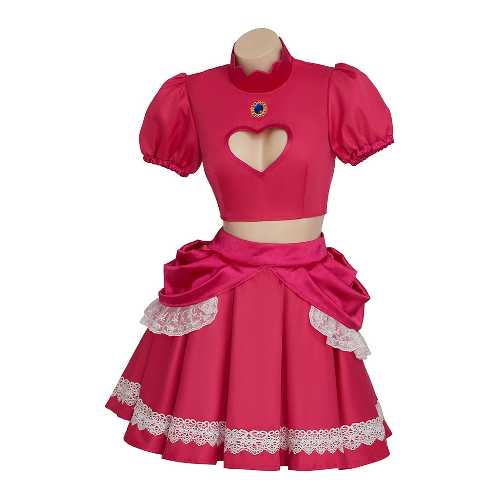 Sexy Princess Peach Costume - Red Pink / XS