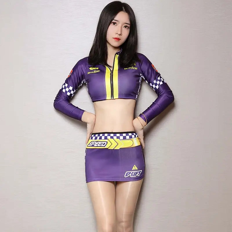 Sexy Race Car Driver Costume - Purple / One Size