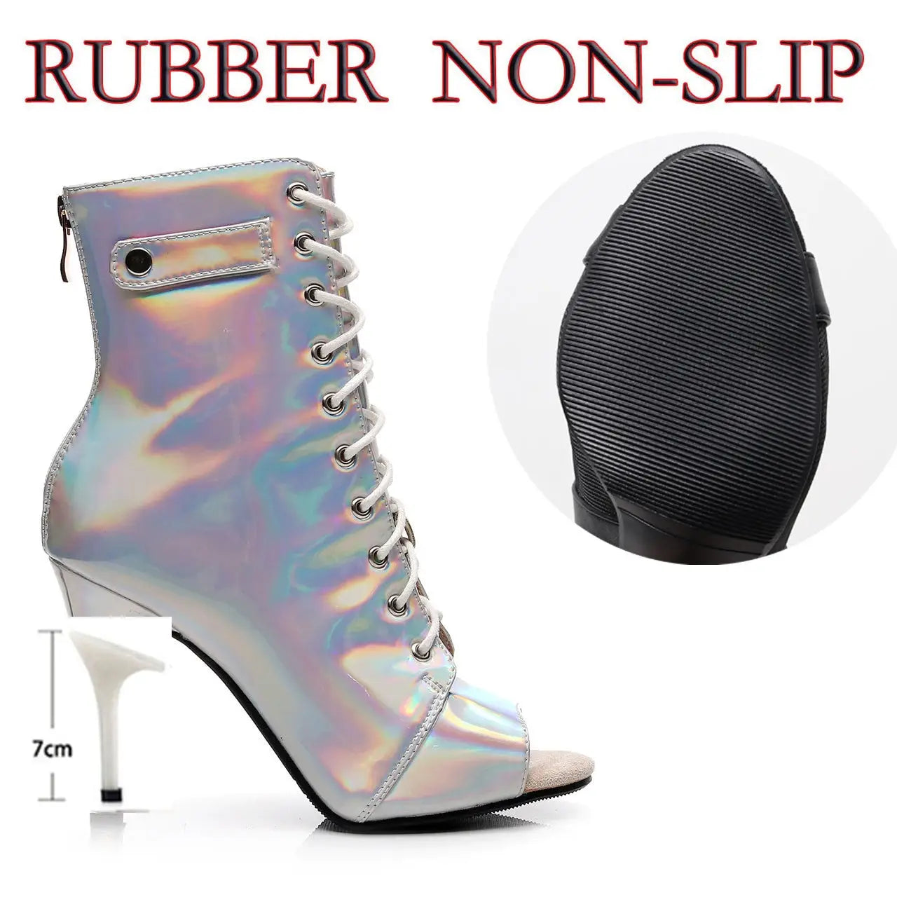 Sexy Silver Stripper Shoes - 7cm Silver / 34