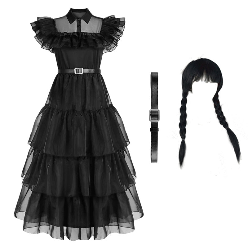 Sexy Wednesday Addams Costume - XS / Black