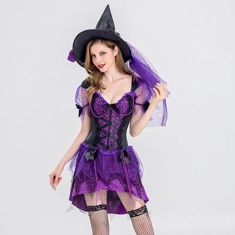 Sexy Witch Halloween Costume - Purple / S