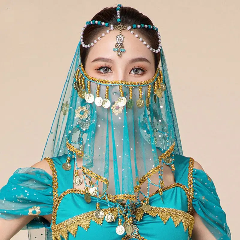 Sheer Face Veil - Blue Green