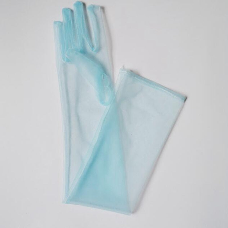 Thin Sexy Gloves - Light Blue / 55cm