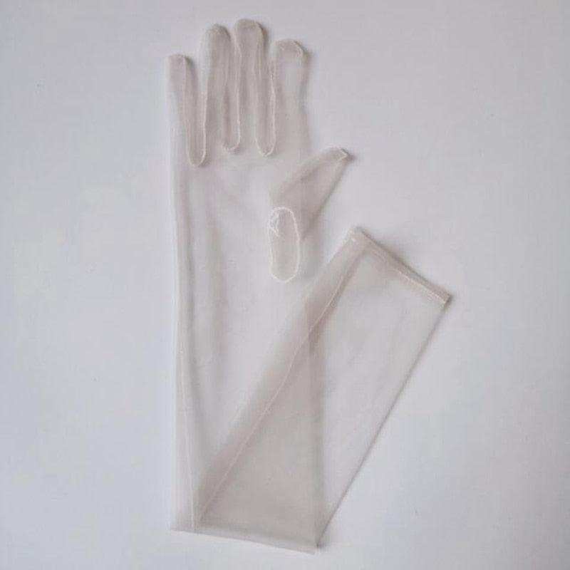 Thin Sexy Gloves - Light Gray / 55cm