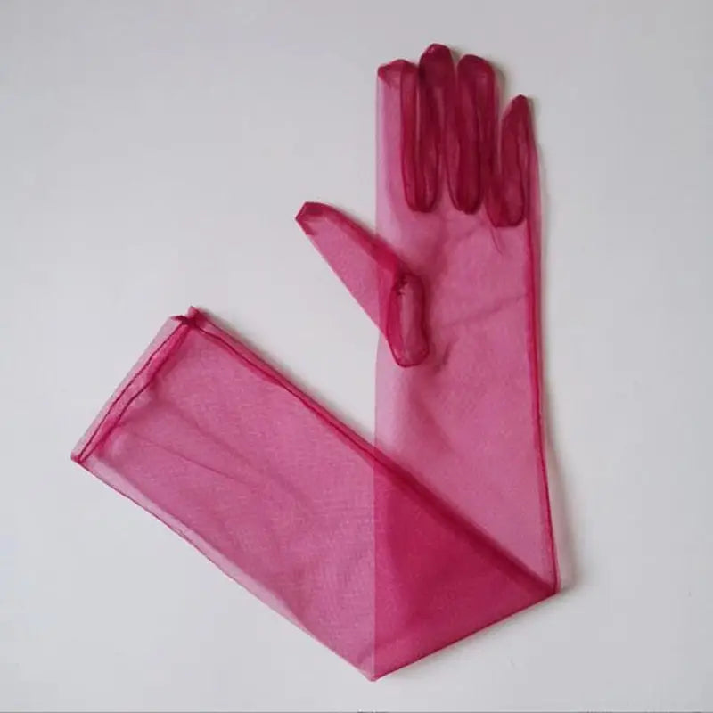 Thin Sexy Gloves - Wine Red / 55cm