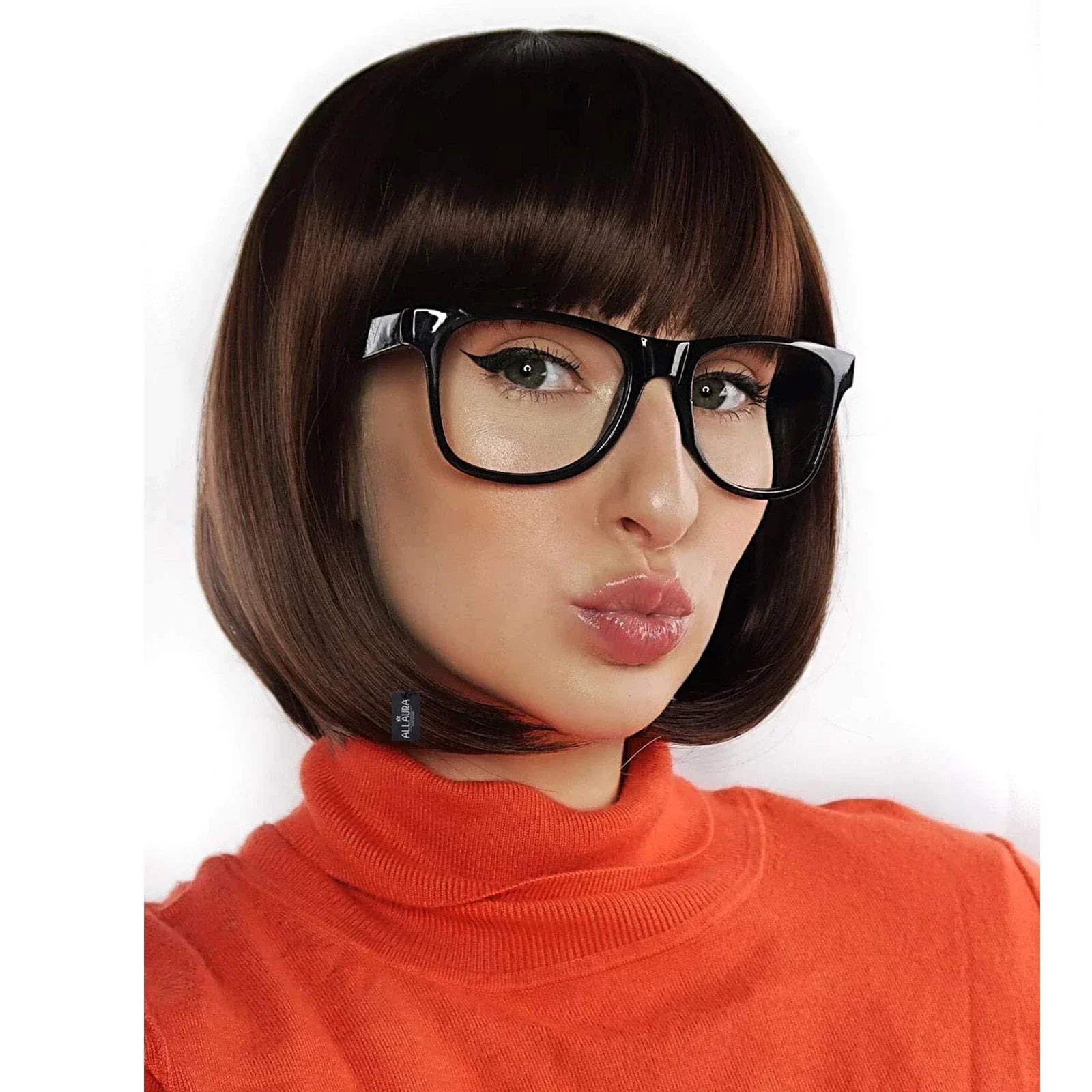 Brown Bob Synthetic Wig Velma Wig and Glasses Velma for Women Velma Cosplay Flapper Wig with Bangs Dora Wig Velma