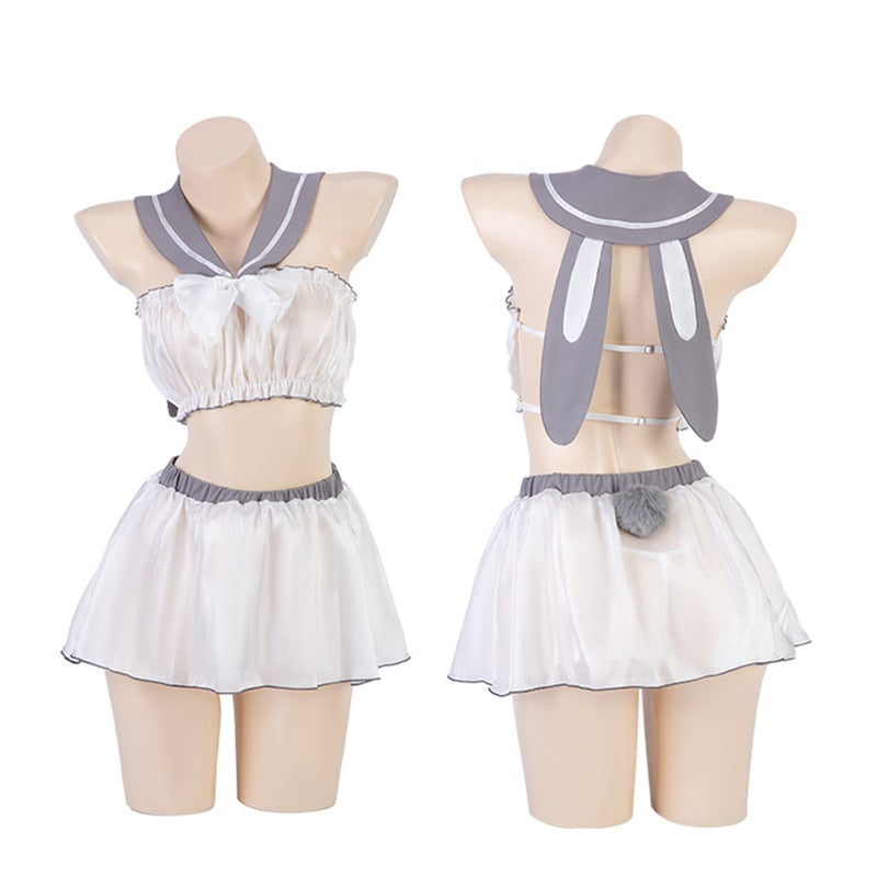 White Playboy Bunny Costume - Gray Set / One Size